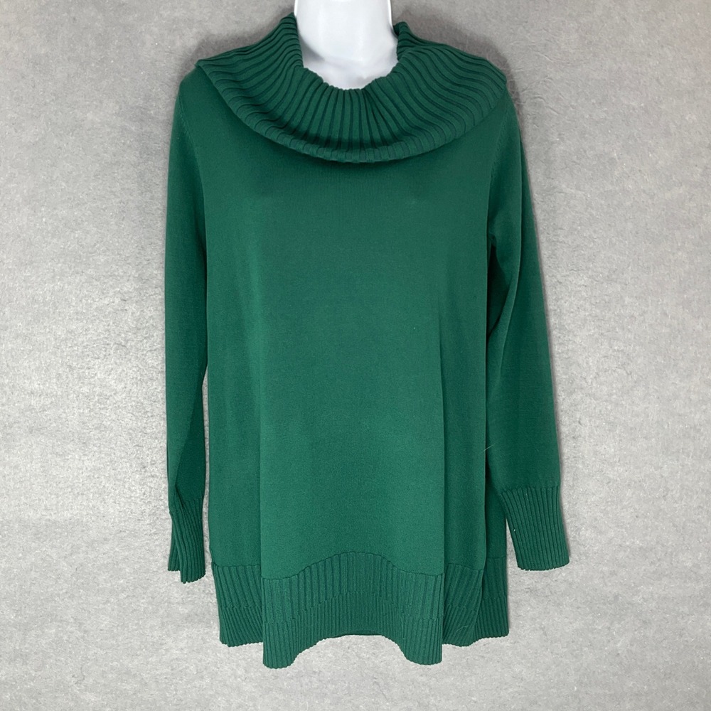 Cable & Gauge Womens Sz L Green‎ Turtleneck Long Sleeve Knit Tunic Sweater